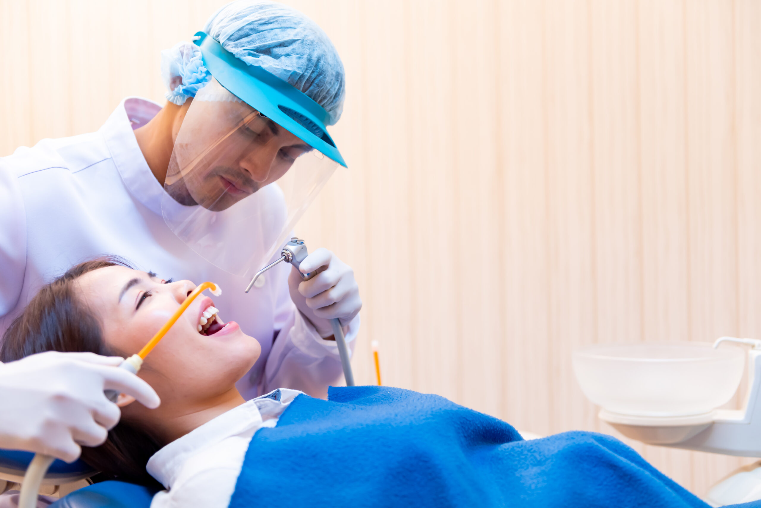 Dentistry and teeth healthcare. Dentist check-up teeth for Asian patient. Doctor lifestyle and working in dental clinic.